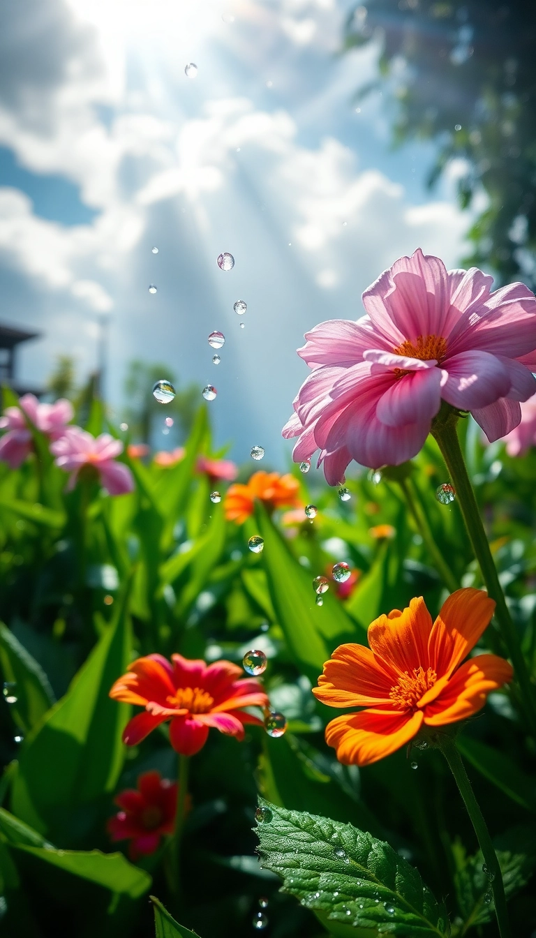 Best AI Spring Rain Garden Phone Sleek Wallpaper